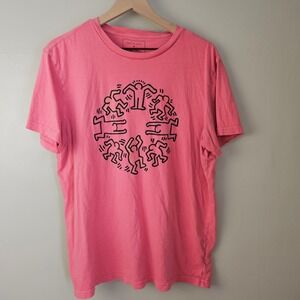 American Eagle x Keith Haring Graphic Tee Sz L Coral Pink Short Sleeve Unisex